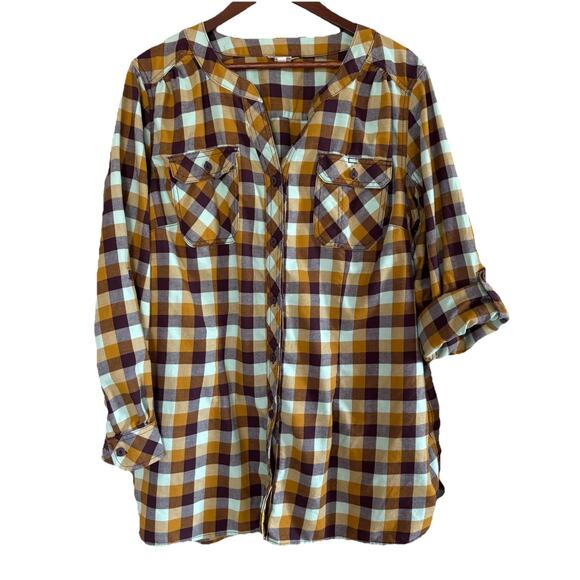 Duluth Trading Plaid Flannel Shirt Women’s Size 2X Long Sleeve Button Up Pocket - Picture 2 of 16